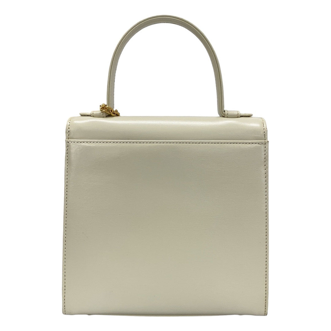 Yves Saint Laurent Shoulder Bag leather White GoldMetal Shoulder Bag Handbag 2way YSL Women Used Authentic