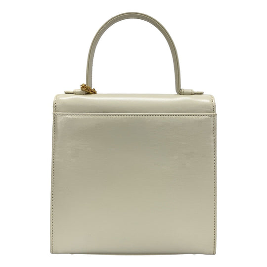 Yves Saint Laurent Shoulder Bag leather White GoldMetal Shoulder Bag Handbag 2way YSL Women Used Authentic