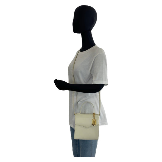 Yves Saint Laurent Shoulder Bag leather White GoldMetal Shoulder Bag Handbag 2way YSL Women Used Authentic