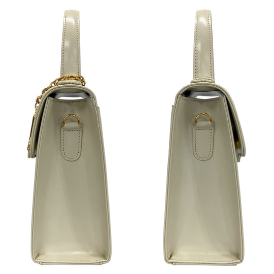 Yves Saint Laurent Shoulder Bag leather White GoldMetal Shoulder Bag Handbag 2way YSL Women Used Authentic