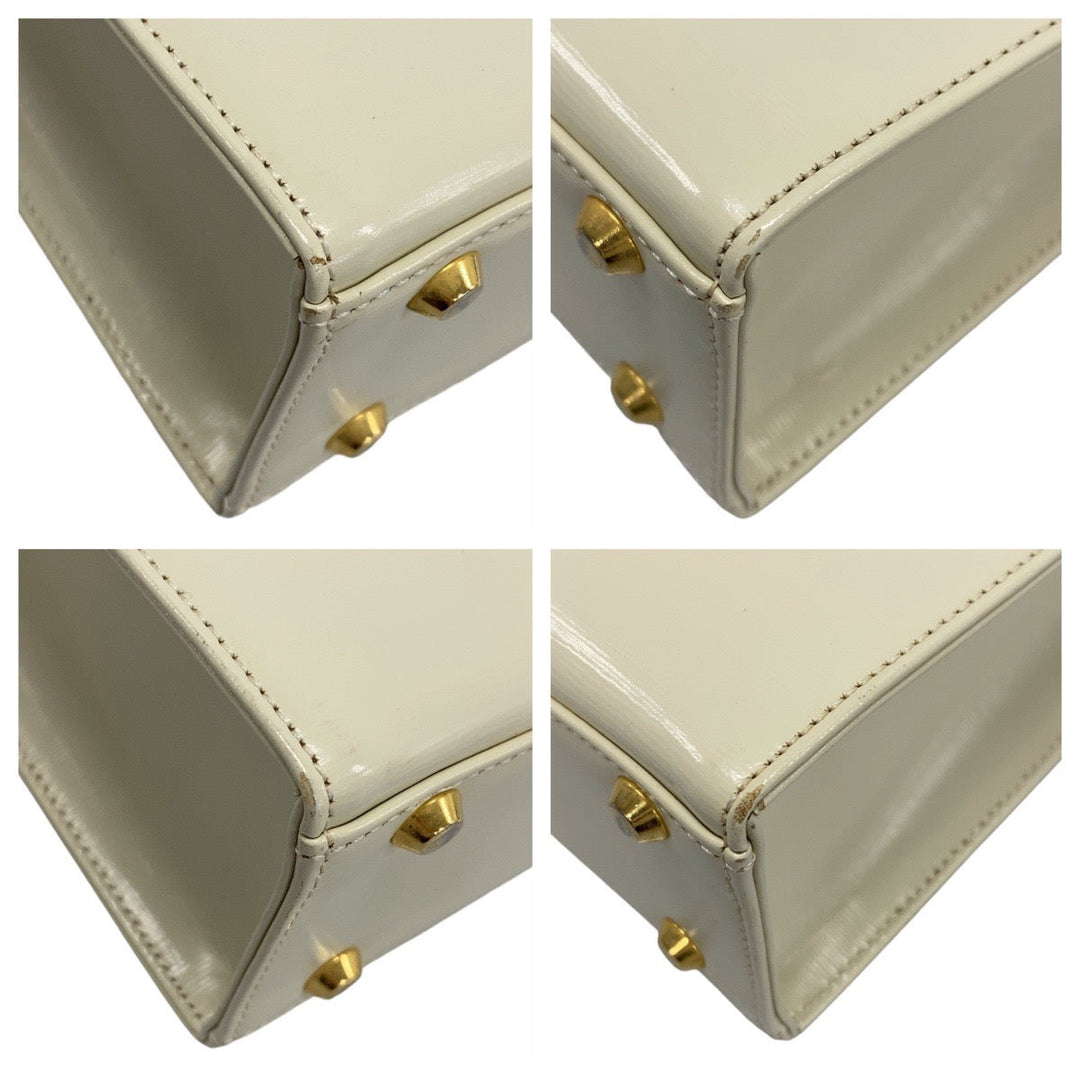 Yves Saint Laurent Shoulder Bag leather White GoldMetal Shoulder Bag Handbag 2way YSL Women Used Authentic