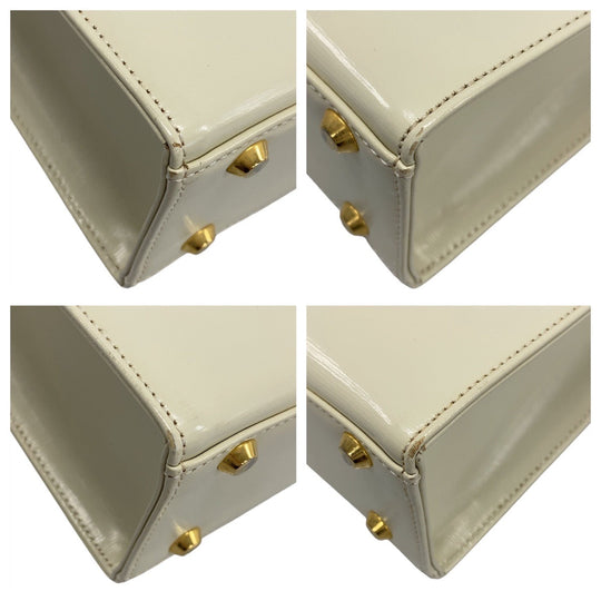 Yves Saint Laurent Shoulder Bag leather White GoldMetal Shoulder Bag Handbag 2way YSL Women Used Authentic