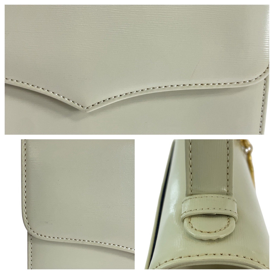 Yves Saint Laurent Shoulder Bag leather White GoldMetal Shoulder Bag Handbag 2way YSL Women Used Authentic
