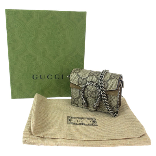 GUCCI Other accessories GG Supreme Canvas Beige Brown SilverMetal Chain AirPods Case AirPods PRO Case Earphone Case Dionysus Women Used Authentic