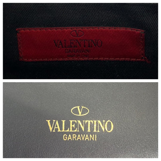 Valentino Shoulder Bag leather Black GoldMetal Shoulder Bag Crossbody Pochette Rock studs Women Used Authentic