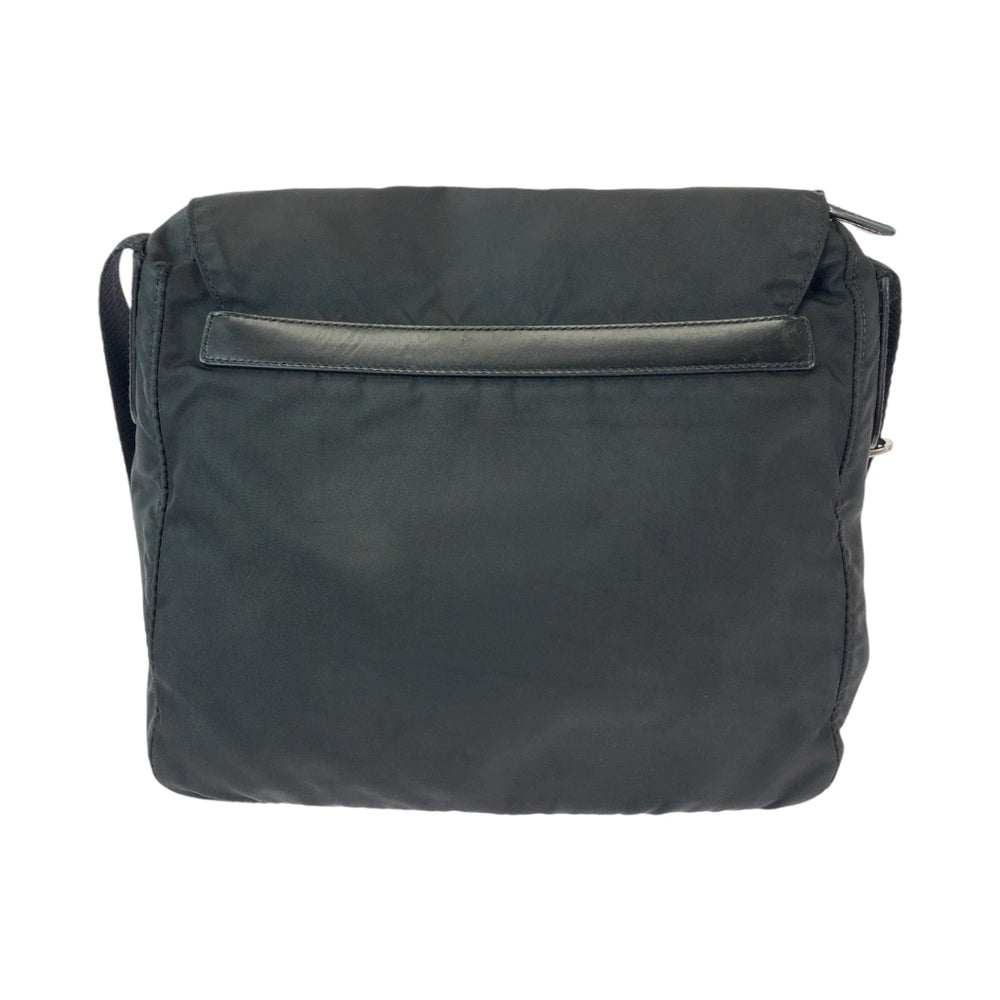 PRADA Shoulder Bag 1BD994 Nylon Black SilverMetal Shoulder Bag pochette Test Triangle With logo mens Used Authentic