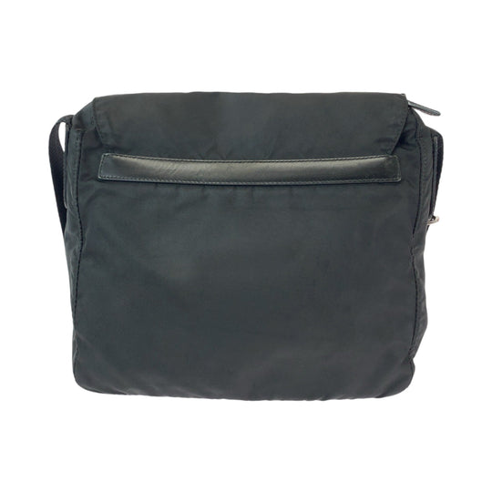 PRADA Shoulder Bag 1BD994 Nylon Black SilverMetal Shoulder Bag pochette Test Triangle With logo mens Used Authentic