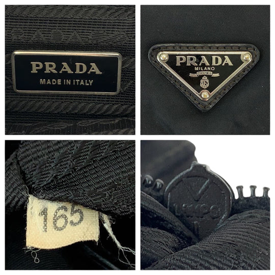 PRADA Shoulder Bag 1BD994 Nylon Black SilverMetal Shoulder Bag pochette Test Triangle With logo mens Used Authentic