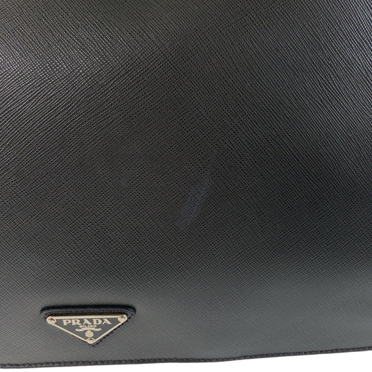 PRADA Business bag leather Dark Grey SilverMetal Business bag briefcase A4 compatible Safiano Triangle With logo mens Used Authentic