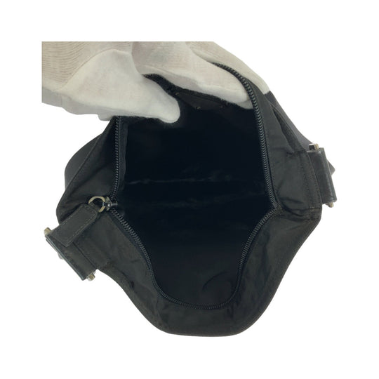 PRADA Shoulder Bag Nylon Black SilverMetal Crossbody Shoulder Bag Pochette Test Triangle With logo Women Used Authentic