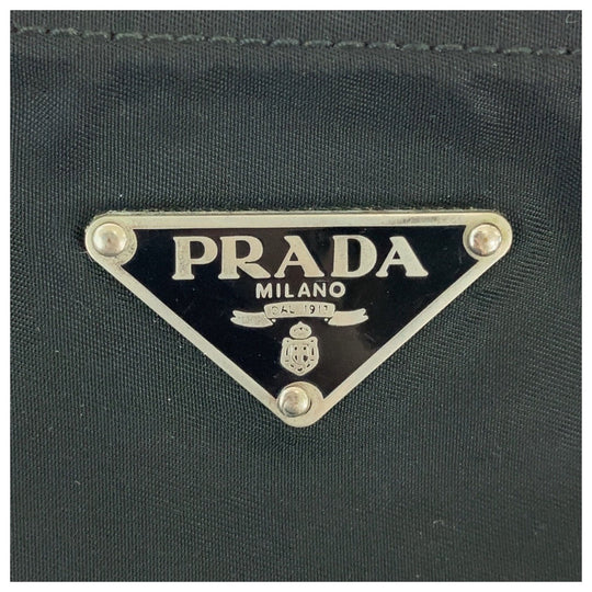 PRADA Shoulder Bag Nylon Black SilverMetal Crossbody Shoulder Bag Pochette Test Triangle With logo Women Used Authentic