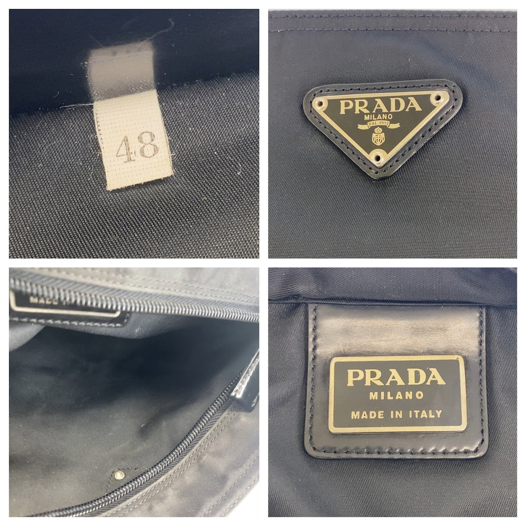PRADA Shoulder Bag Nylon Black Silver Metal Shoulder Bag Messenger bag Test Triangle With logo Women Used Authentic