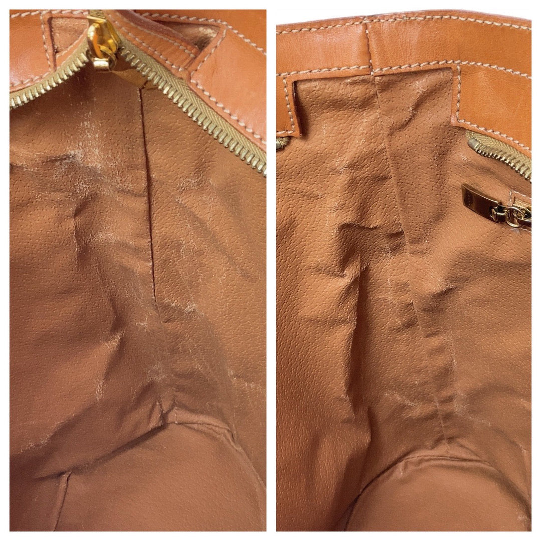 CELINE Tote Bag PVC, Leather Brown Gold Metal Tote Bag Handbag Shoulder Bag Macadam Women Used Authentic