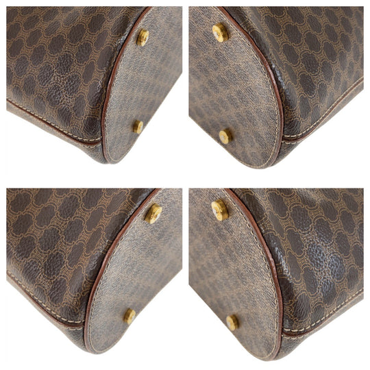 CELINE Tote Bag PVC, Leather Brown Gold Metal Tote Bag Handbag Shoulder Bag Macadam Women Used Authentic