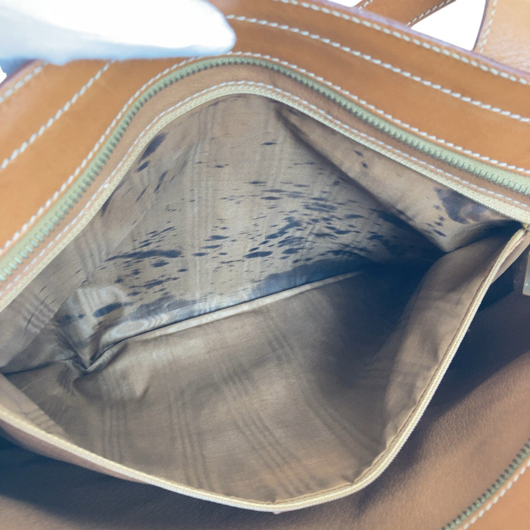 CELINE Tote Bag PVC, Leather Brown Gold Metal Tote Bag Handbag Shoulder Bag Macadam Women Used Authentic