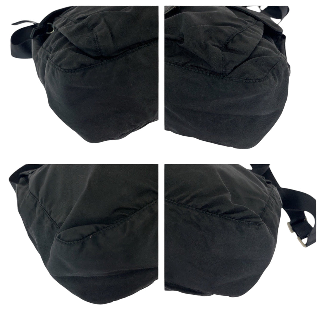 PRADA Shoulder Bag Nylon Black SilverMetal Shoulder Bag Messenger bag Test Triangle With logo mens Used Authentic