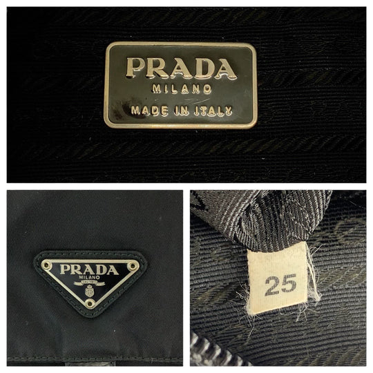 PRADA Shoulder Bag Nylon Black SilverMetal Shoulder Bag Messenger bag Test Triangle With logo mens Used Authentic