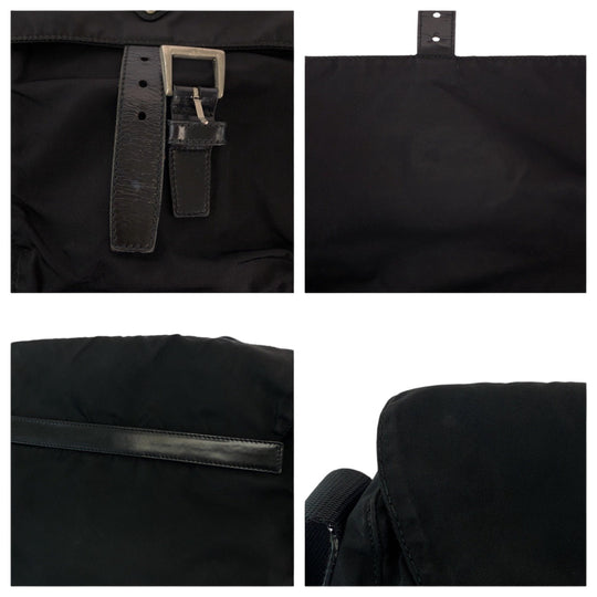 PRADA Shoulder Bag Nylon Black SilverMetal Shoulder Bag Messenger bag Test Triangle With logo mens Used Authentic