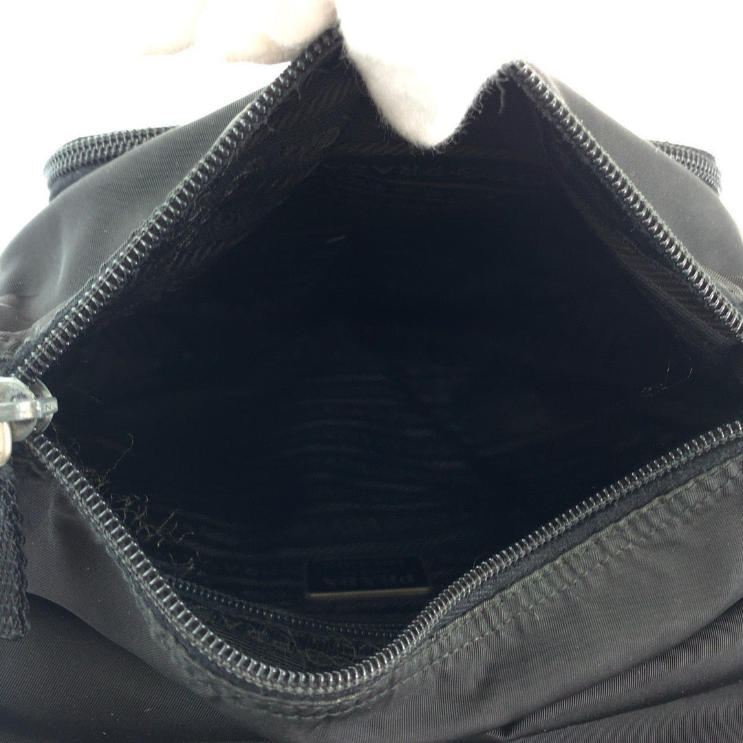 PRADA Shoulder Bag Nylon Black SilverMetal Shoulder Bag Messenger bag Test Triangle With logo mens Used Authentic