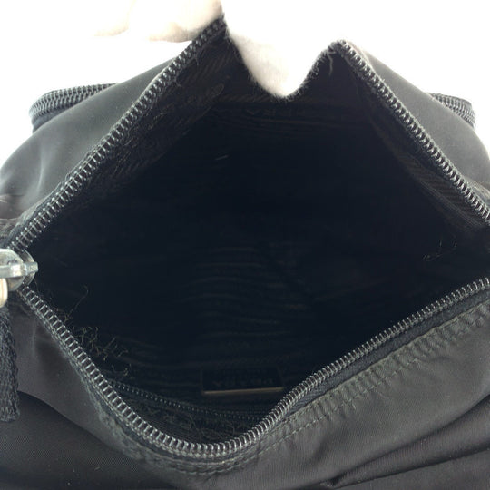 PRADA Shoulder Bag Nylon Black SilverMetal Shoulder Bag Messenger bag Test Triangle With logo mens Used Authentic