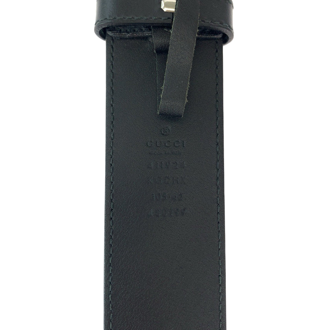GUCCI belt 490199 GG Supreme Canvas Black SilverMetal Belt buckle Interlocking mens 42 Used Authentic