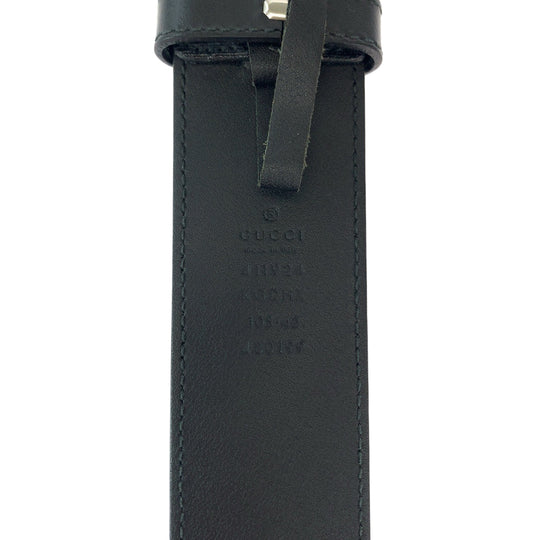 GUCCI belt 490199 GG Supreme Canvas Black SilverMetal Belt buckle Interlocking mens 42 Used Authentic