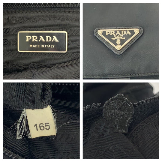 PRADA Shoulder Bag BT8994 Nylon Black SilverMetal Crossbody Shoulder Bag Pochette Test Triangle With logo mens Used Authentic