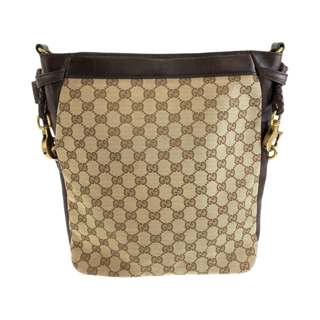 GUCCI Shoulder Bag 109097 GG canvas Brown Gold Metal Crossbody Shoulder Bag Messenger Bag Women Used Authentic