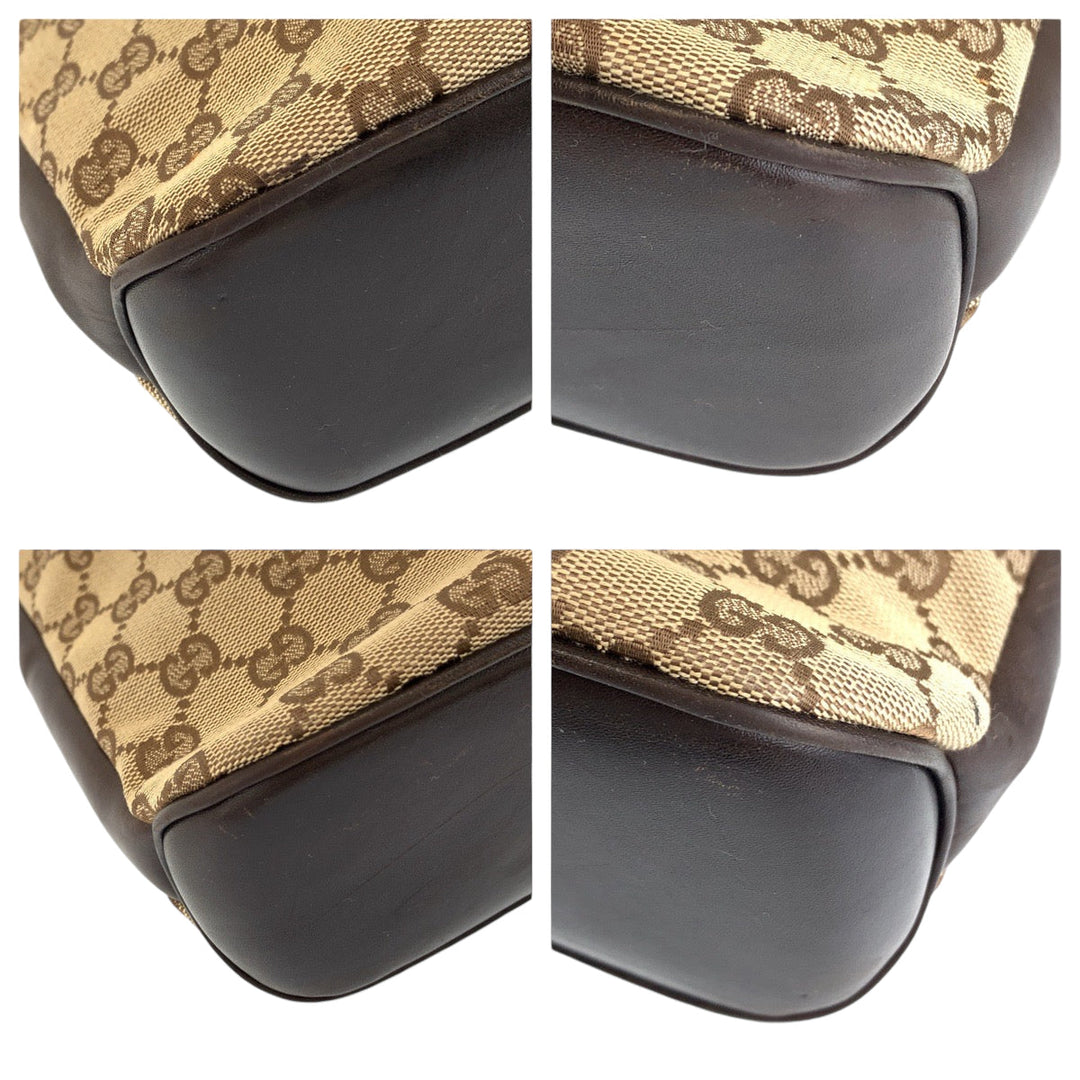 GUCCI Shoulder Bag 109097 GG canvas Brown Gold Metal Crossbody Shoulder Bag Messenger Bag Women Used Authentic