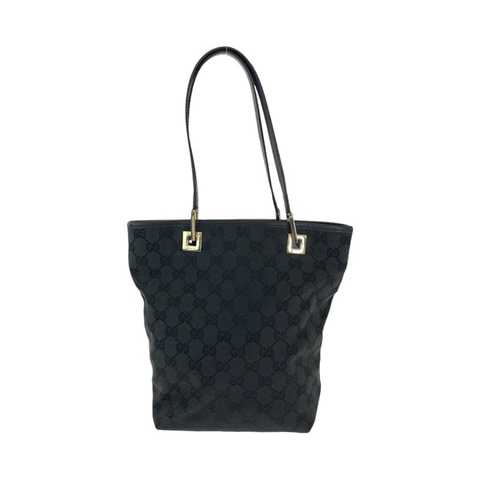 GUCCI Tote Bag 002 1099 GG canvas Black Gold Metal Tote Bag Shoulder Bag Women Used Authentic