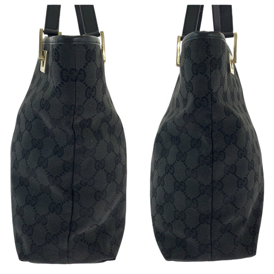 GUCCI Tote Bag 002 1099 GG canvas Black Gold Metal Tote Bag Shoulder Bag Women Used Authentic