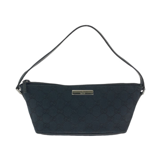 GUCCI Handbag 039 1103 GG canvas Black SilverMetal Handbag accessory pouch Women Used Authentic