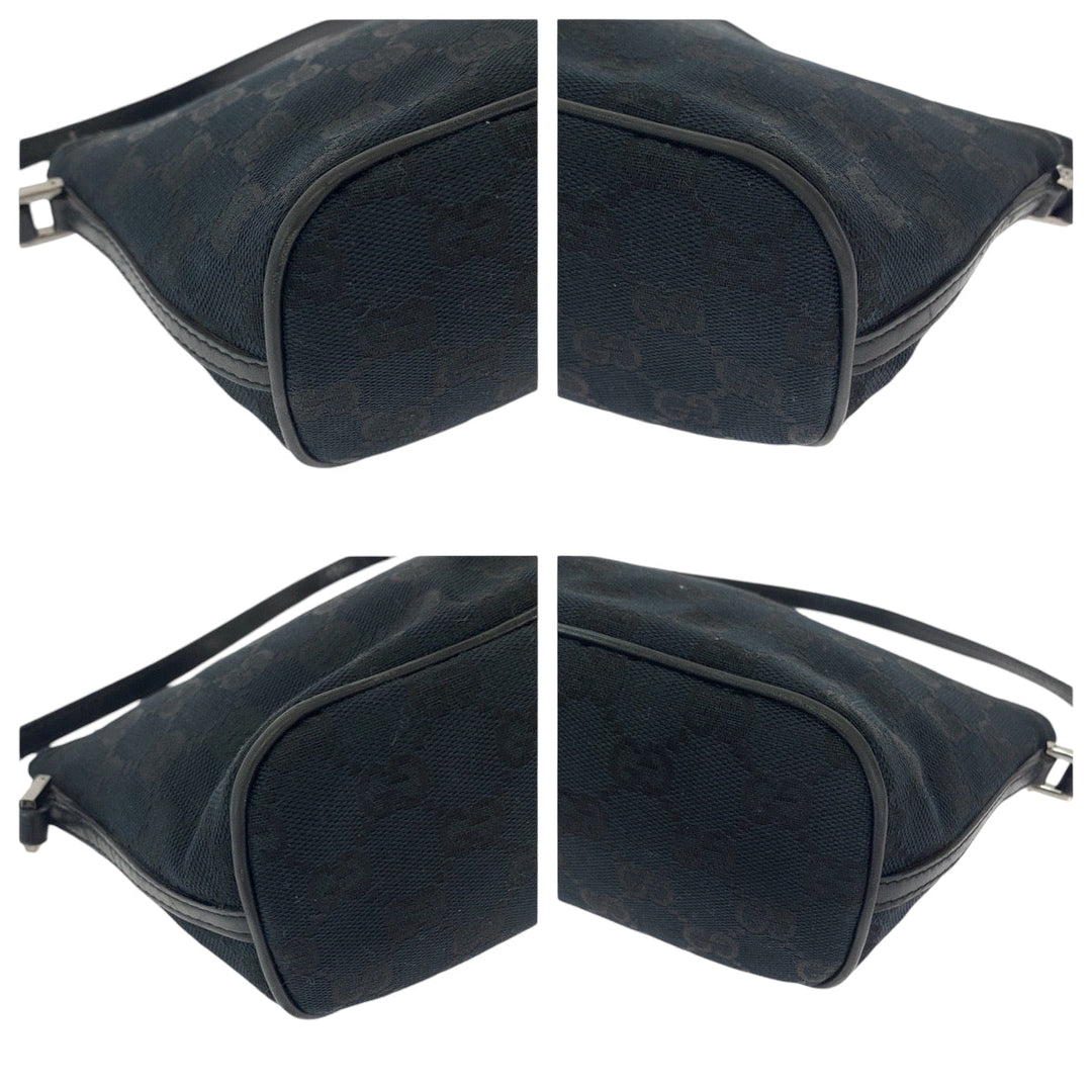 GUCCI Handbag 039 1103 GG canvas Black SilverMetal Handbag accessory pouch Women Used Authentic