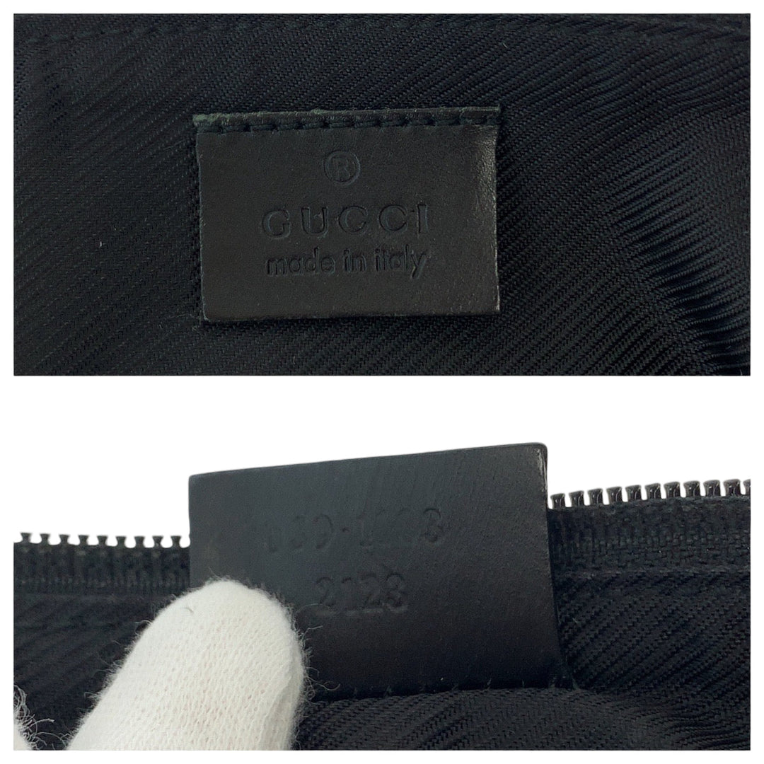 GUCCI Handbag 039 1103 GG canvas Black SilverMetal Handbag accessory pouch Women Used Authentic