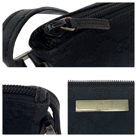 GUCCI Handbag 039 1103 GG canvas Black SilverMetal Handbag accessory pouch Women Used Authentic