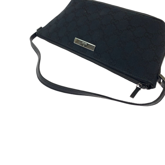GUCCI Handbag 039 1103 GG canvas Black SilverMetal Handbag accessory pouch Women Used Authentic