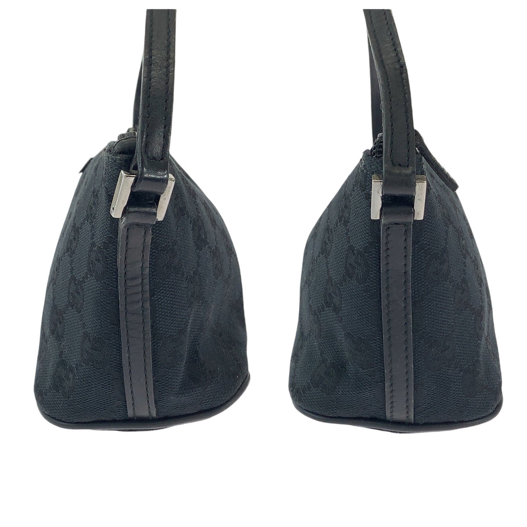 GUCCI Handbag 039 1103 GG canvas Black SilverMetal Handbag accessory pouch Women Used Authentic