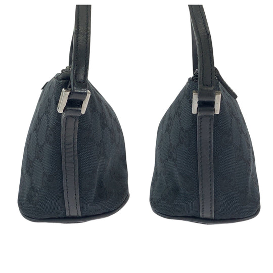 GUCCI Handbag 039 1103 GG canvas Black SilverMetal Handbag accessory pouch Women Used Authentic