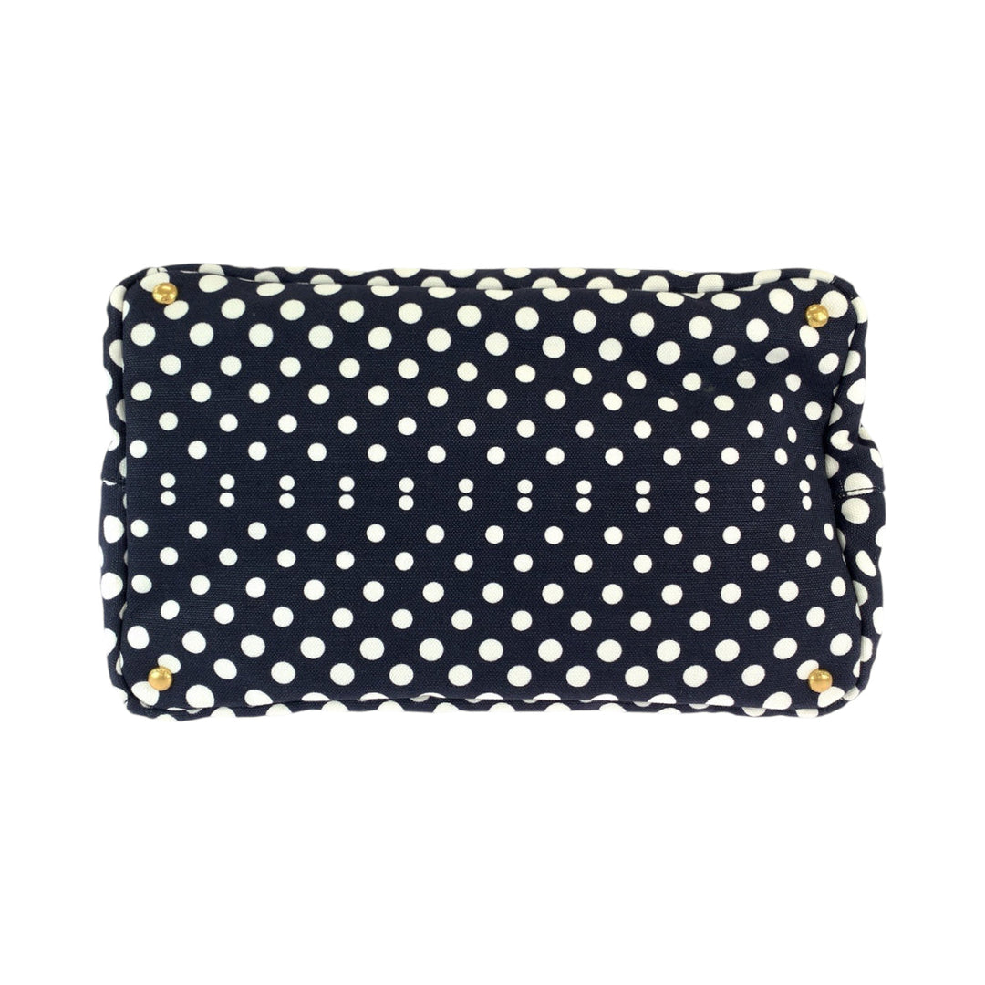 PRADA Tote Bag BN1872 canvas Navy White Gold Metal Canapa Bag Shoulder Bag 2way Canapa Dot Women Used Authentic