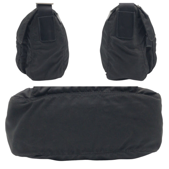 PRADA Shoulder Bag Nylon Black black Shoulder back pochette Test Triangular logo mens Used Authentic