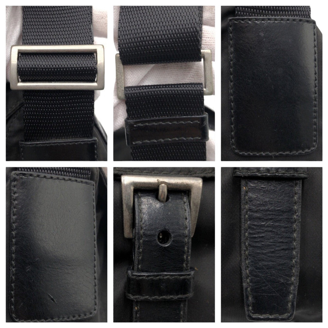 PRADA Shoulder Bag Nylon Black black Shoulder back pochette Test Triangular logo mens Used Authentic