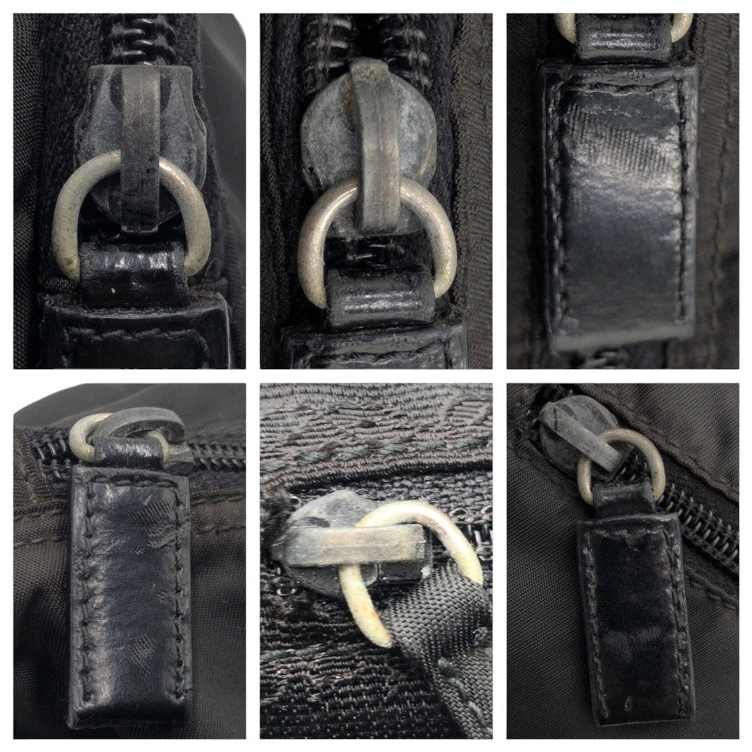 PRADA Shoulder Bag Nylon Black black Shoulder back pochette Test Triangular logo mens Used Authentic