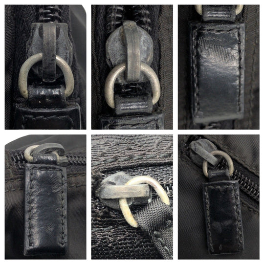 PRADA Shoulder Bag Nylon Black black Shoulder back pochette Test Triangular logo mens Used Authentic