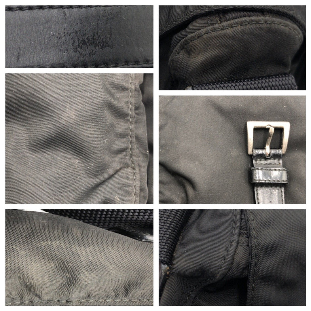 PRADA Shoulder Bag Nylon Black black Shoulder back pochette Test Triangular logo mens Used Authentic