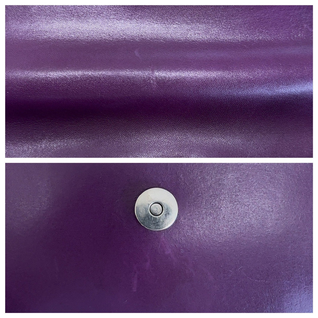 PRADA Handbag leather Purple SilverMetal Handbag Logo embossed Women Used Authentic