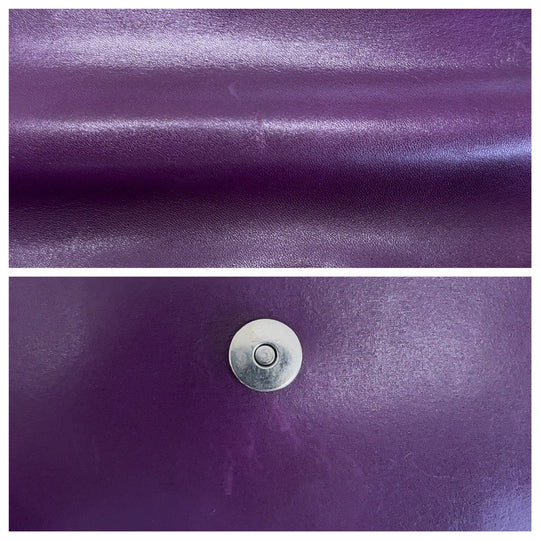 PRADA Handbag leather Purple SilverMetal Handbag Logo embossed Women Used Authentic