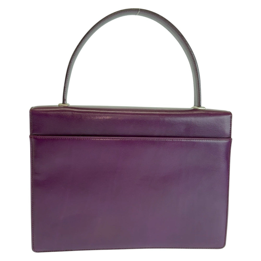 PRADA Handbag leather Purple SilverMetal Handbag Logo embossed Women Used Authentic