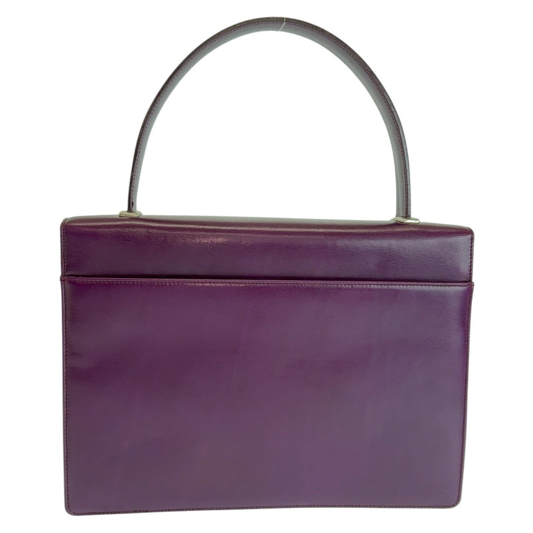 PRADA Handbag leather Purple SilverMetal Handbag Logo embossed Women Used Authentic