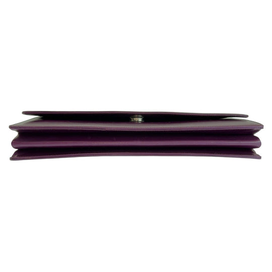 PRADA Handbag leather Purple SilverMetal Handbag Logo embossed Women Used Authentic