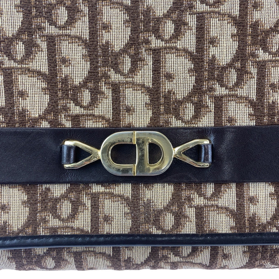 Christian Dior Shoulder Bag Canvas, Leather Brown Beige Gold Metal Shoulder Bag ChainShoulder Bag Trotter Women Used Authentic